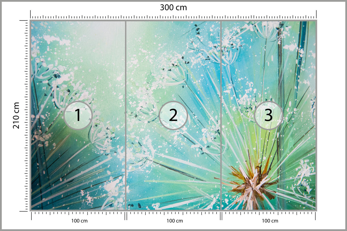 Fototapeta Nasiona Dmuchawca Turkusowe Makro 300 × 210 cm – podgląd kadru