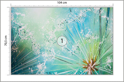 Fototapeta Nasiona Dmuchawca Turkusowe Makro 104 × 70,5 cm – podgląd kadru