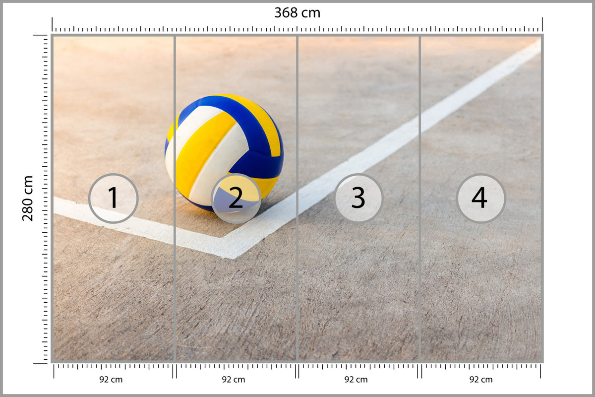 Fototapeta Piłka Siatkowa W Pobliżu Białej Linii 368 × 280 cm – podgląd kadru