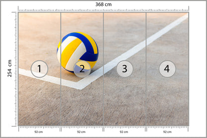 Fototapeta Piłka Siatkowa W Pobliżu Białej Linii 368 × 254 cm – podgląd kadru
