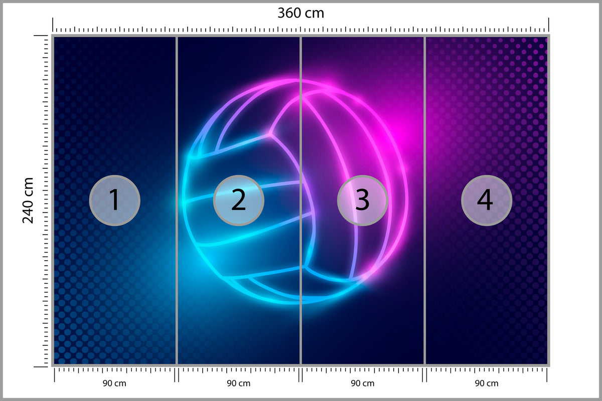 Fototapeta Neonowa Piłka Siatkowa 360 × 240 cm – podgląd kadru