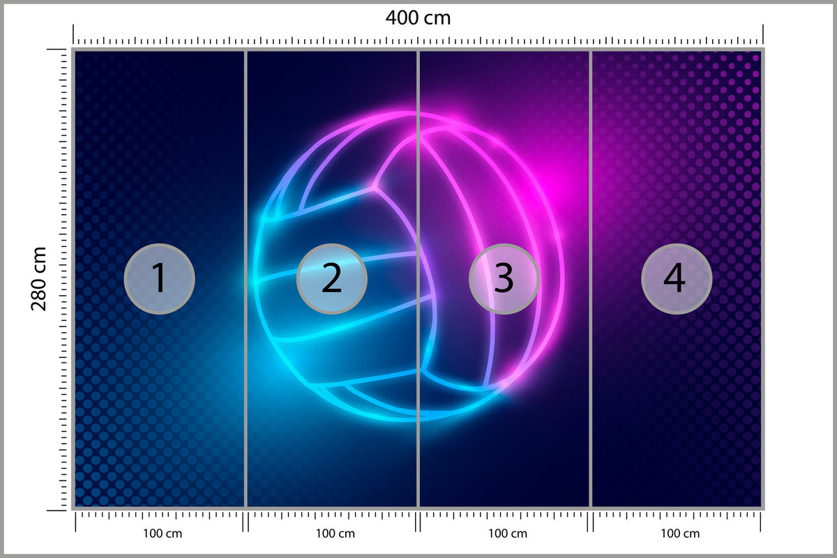 Fototapeta Neonowa Piłka Siatkowa 400 × 280 cm – podgląd kadru