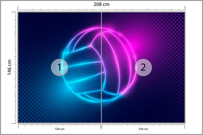 Fototapeta Neonowa Piłka Siatkowa 208 × 146 cm – podgląd kadru