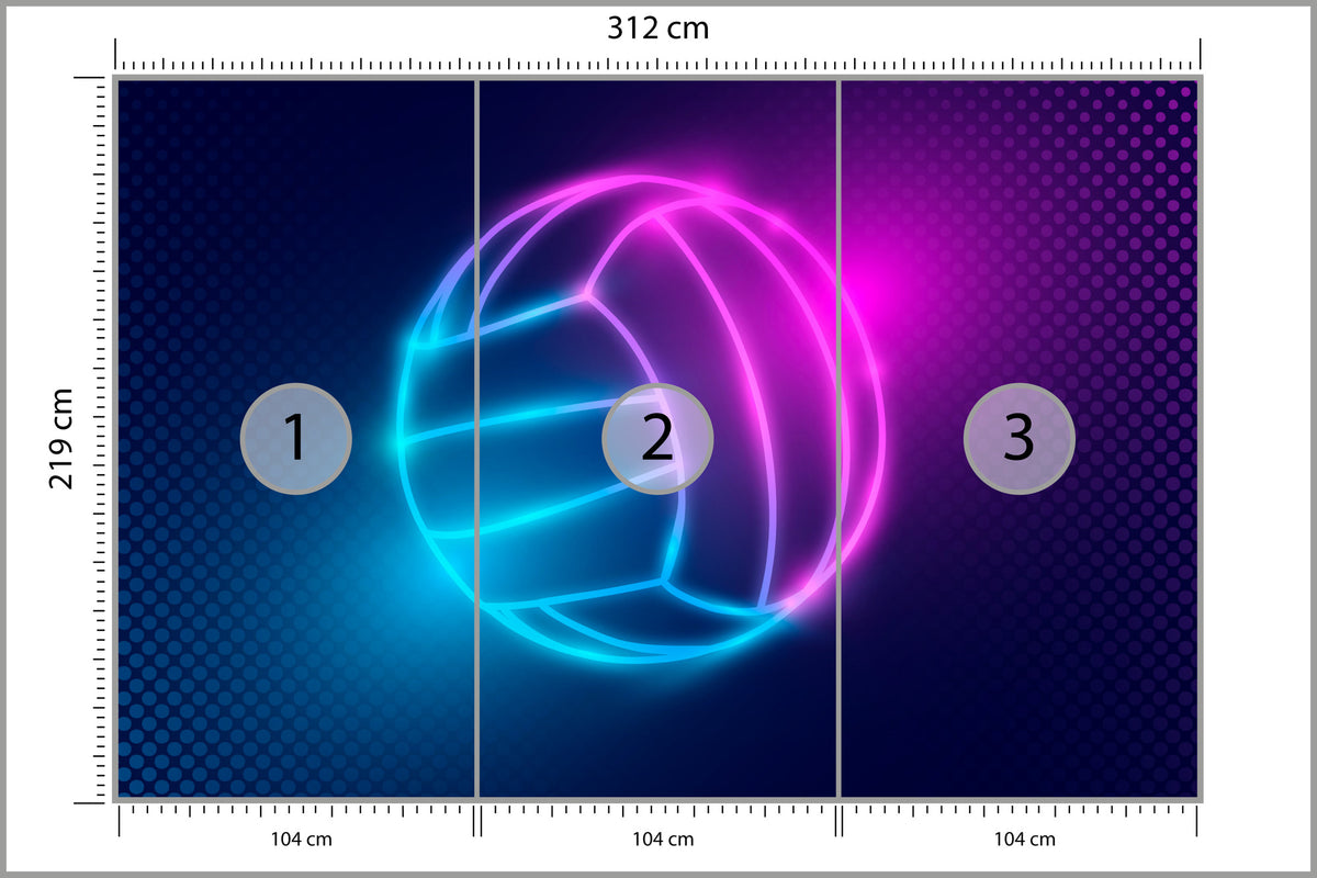 Fototapeta Neonowa Piłka Siatkowa 312 × 219 cm – podgląd kadru
