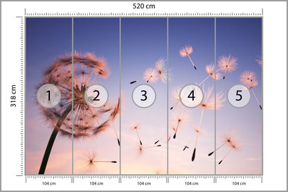 Fototapeta Nasiona Dmuchawca Na Wietrze 520 × 318 cm – podgląd kadru