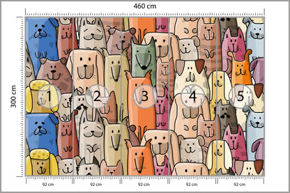 Fototapeta Kolorowe Bajkowe Psy 460 × 300 cm – podgląd kadru