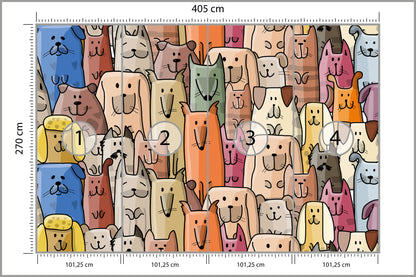 Fototapeta Kolorowe Bajkowe Psy 405 × 270 cm – podgląd kadru