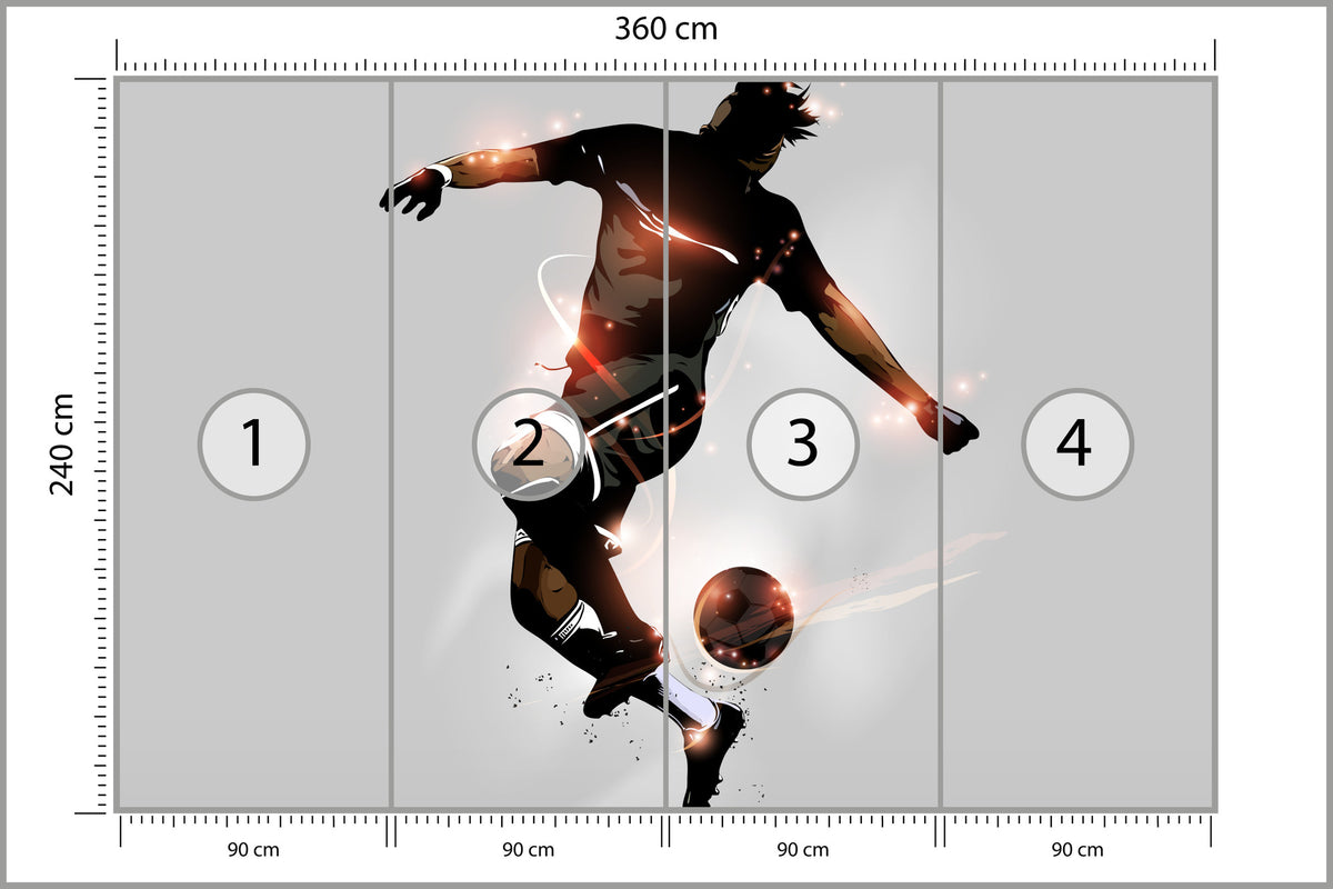 Fototapeta Abstrakcyjny Piłkarz W Locie 360 × 240 cm – podgląd kadru