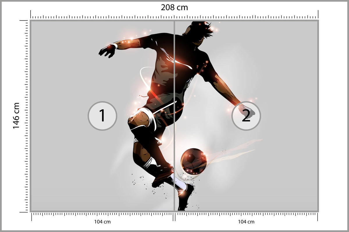 Fototapeta Abstrakcyjny Piłkarz W Locie 208 × 146 cm – podgląd kadru