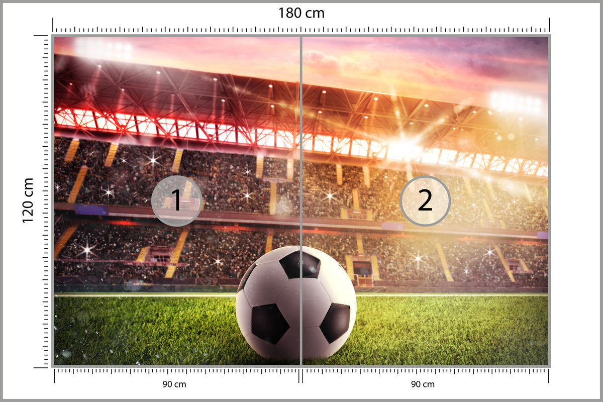 Fototapeta Piłka Nożna Na Stadionie 180 × 120 cm – podgląd kadru