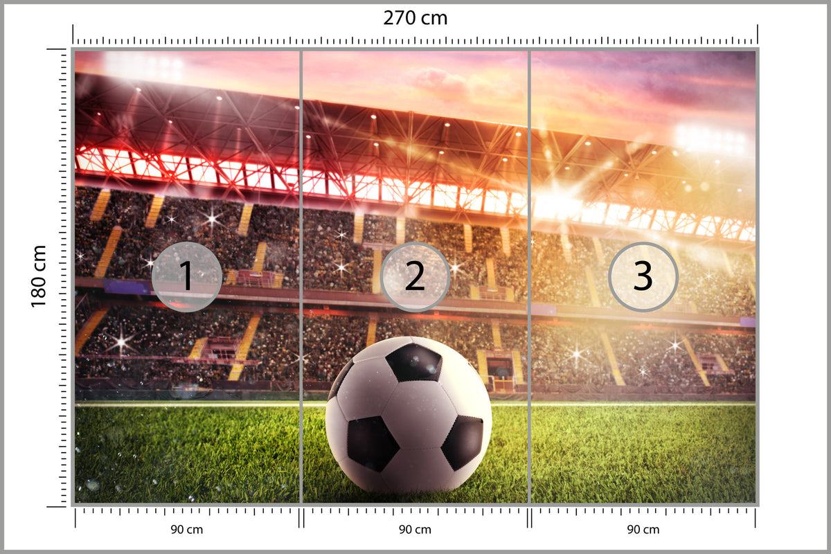 Fototapeta Piłka Nożna Na Stadionie 270 × 180 cm – podgląd kadru