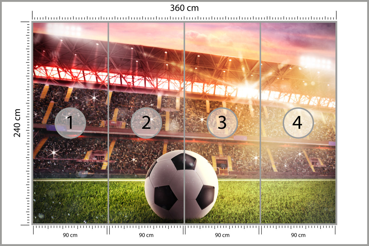 Fototapeta Piłka Nożna Na Stadionie 360 × 240 cm – podgląd kadru