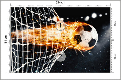 Fototapeta Płonąca Piłka Niszcząca Bramkę 254 × 184 cm – podgląd kadru