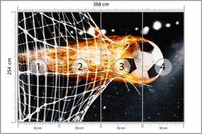 Fototapeta Płonąca Piłka Niszcząca Bramkę 368 × 254 cm – podgląd kadru