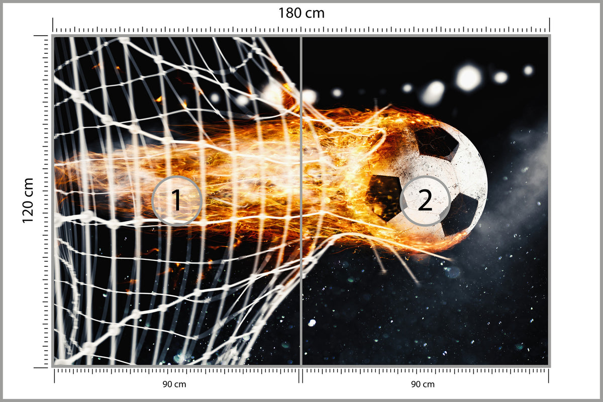 Fototapeta Płonąca Piłka Niszcząca Bramkę 180 × 120 cm – podgląd kadru