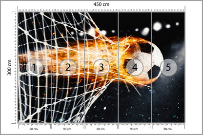 Fototapeta Płonąca Piłka Niszcząca Bramkę 450 × 300 cm – podgląd kadru