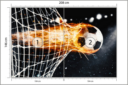 Fototapeta Płonąca Piłka Niszcząca Bramkę 208 × 146 cm – podgląd kadru