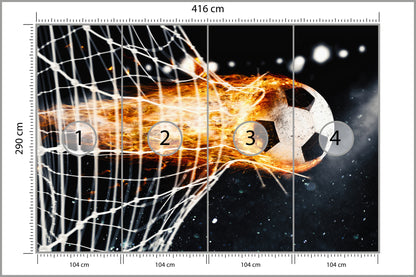 Fototapeta Płonąca Piłka Niszcząca Bramkę 416 × 290 cm – podgląd kadru