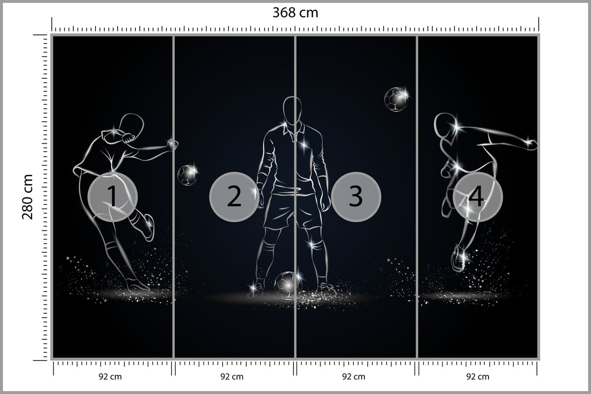 Fototapeta Piłkarz W Różnych Pozach 368 × 280 cm – podgląd kadru