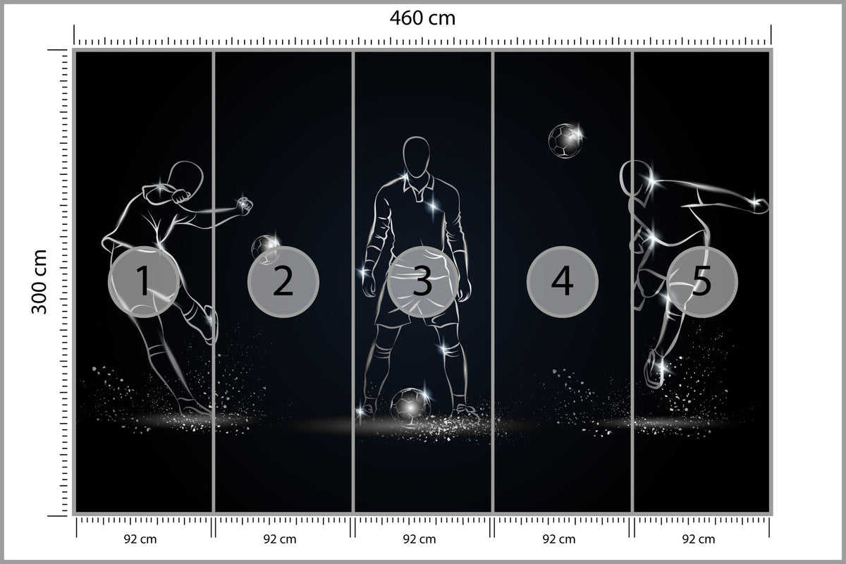 Fototapeta Piłkarz W Różnych Pozach 460 × 300 cm – podgląd kadru
