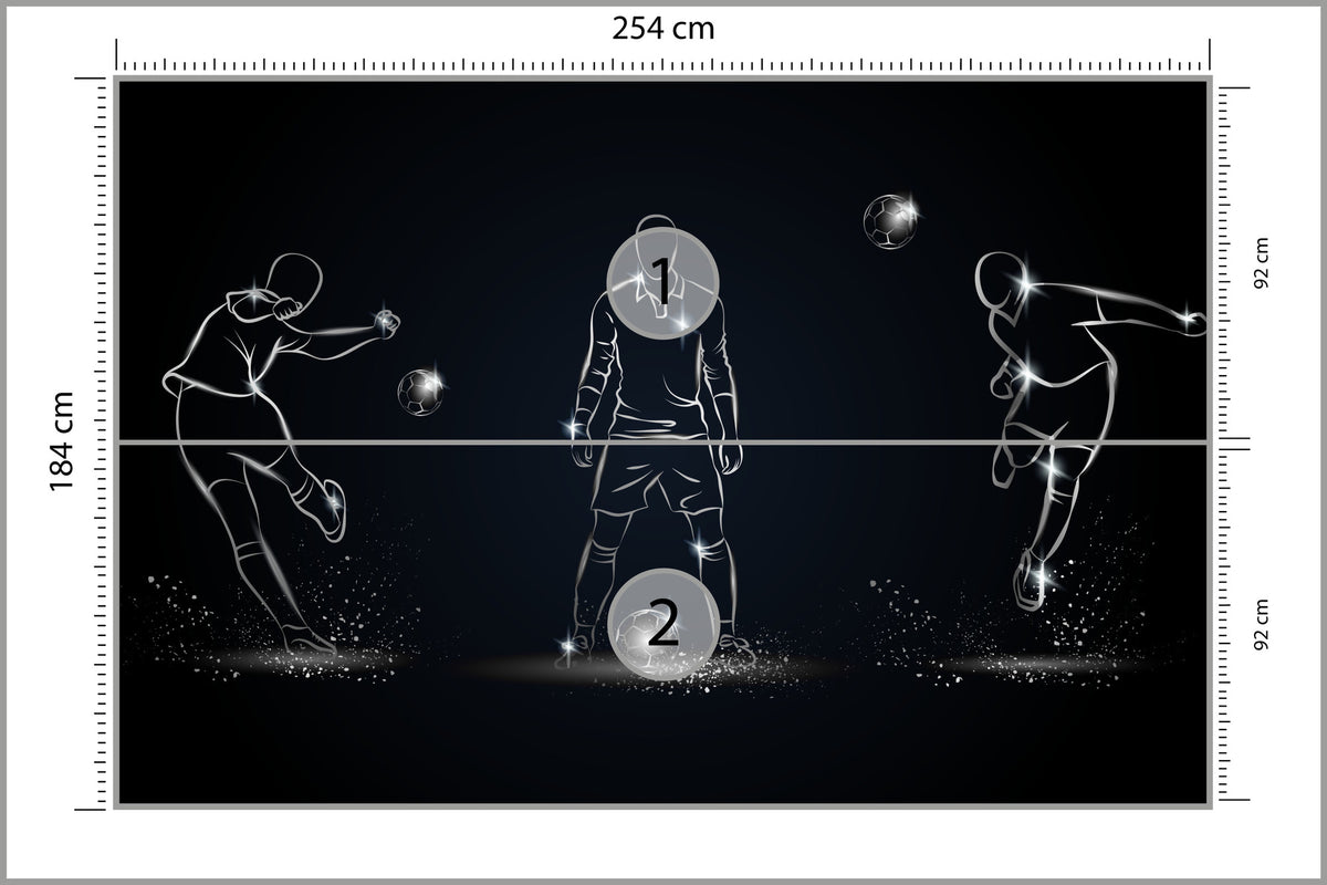 Fototapeta Piłkarz W Różnych Pozach 254 × 184 cm – podgląd kadru