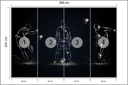 Fototapeta Piłkarz W Różnych Pozach 368 × 254 cm – podgląd kadru