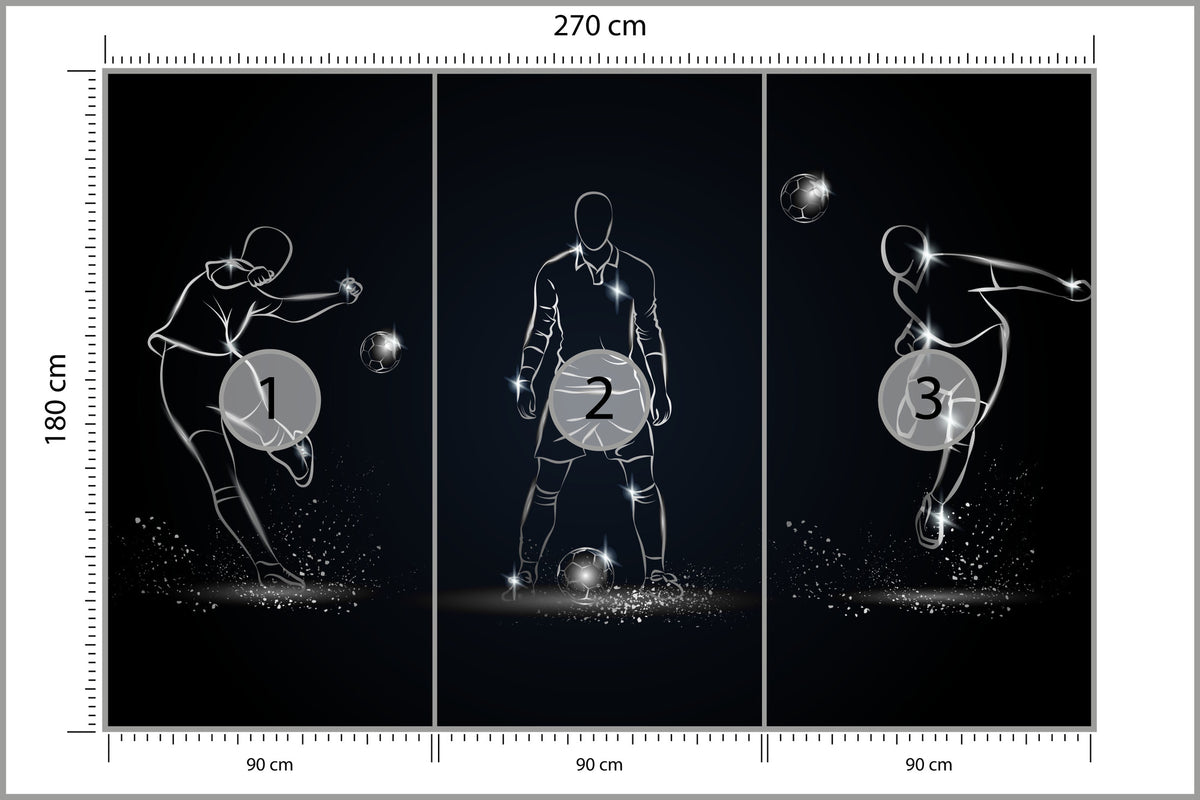 Fototapeta Piłkarz W Różnych Pozach 270 × 180 cm – podgląd kadru