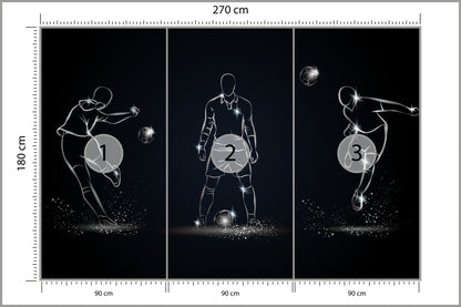 Fototapeta Piłkarz W Różnych Pozach 270 × 180 cm – podgląd kadru