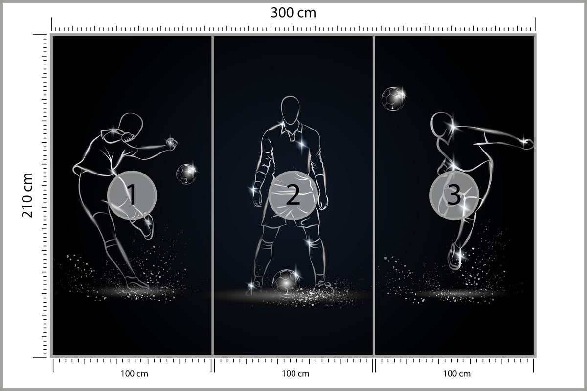 Fototapeta Piłkarz W Różnych Pozach 300 × 210 cm – podgląd kadru