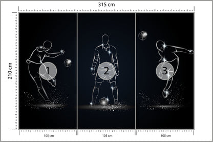 Fototapeta Piłkarz W Różnych Pozach 315 × 210 cm – podgląd kadru