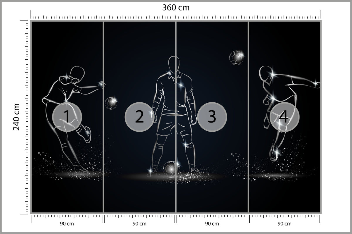 Fototapeta Piłkarz W Różnych Pozach 360 × 240 cm – podgląd kadru