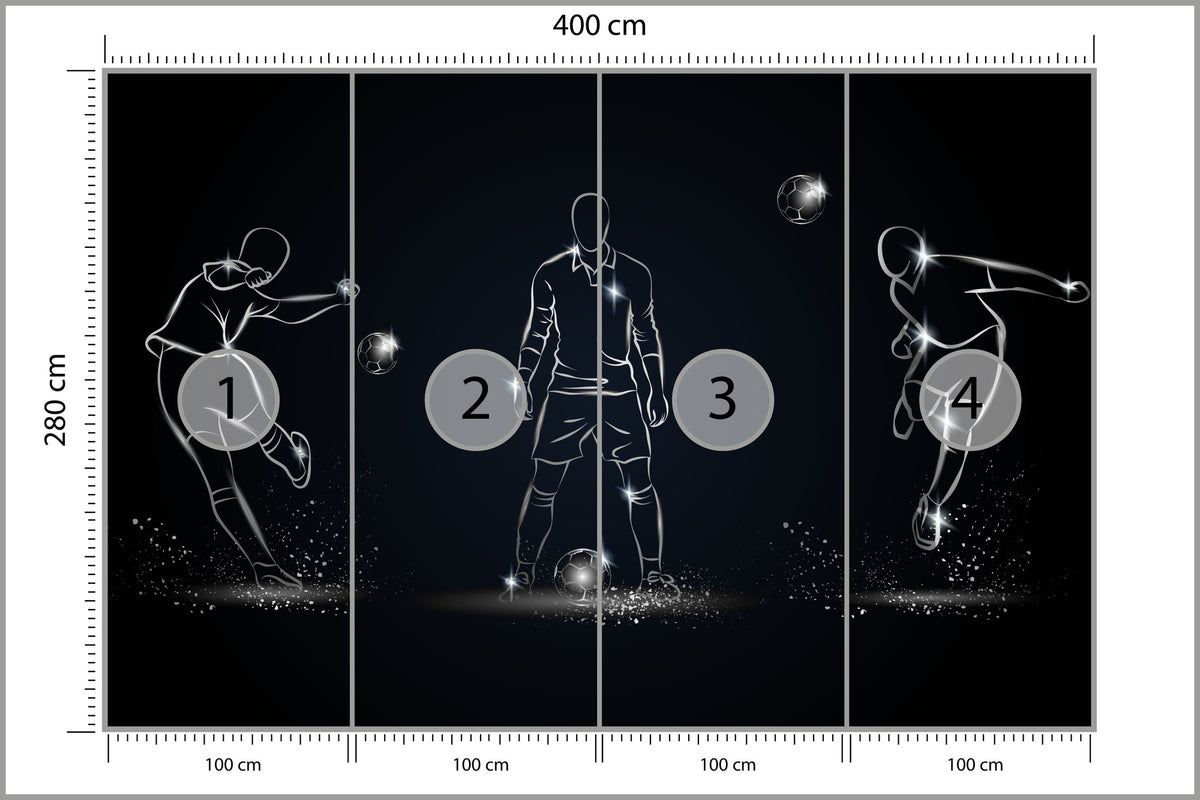 Fototapeta Piłkarz W Różnych Pozach 400 × 280 cm – podgląd kadru