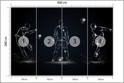 Fototapeta Piłkarz W Różnych Pozach 400 × 280 cm – podgląd kadru