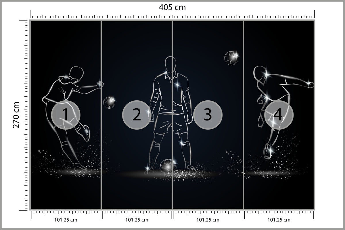 Fototapeta Piłkarz W Różnych Pozach 405 × 270 cm – podgląd kadru