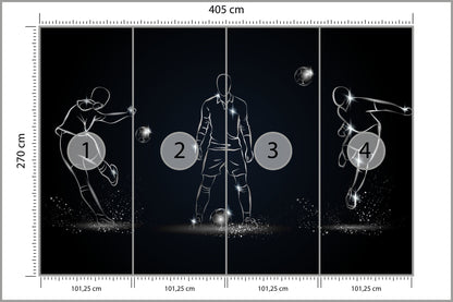 Fototapeta Piłkarz W Różnych Pozach 405 × 270 cm – podgląd kadru