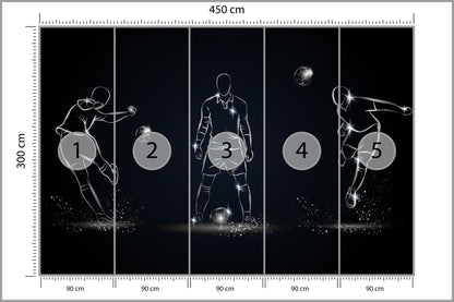 Fototapeta Piłkarz W Różnych Pozach 450 × 300 cm – podgląd kadru