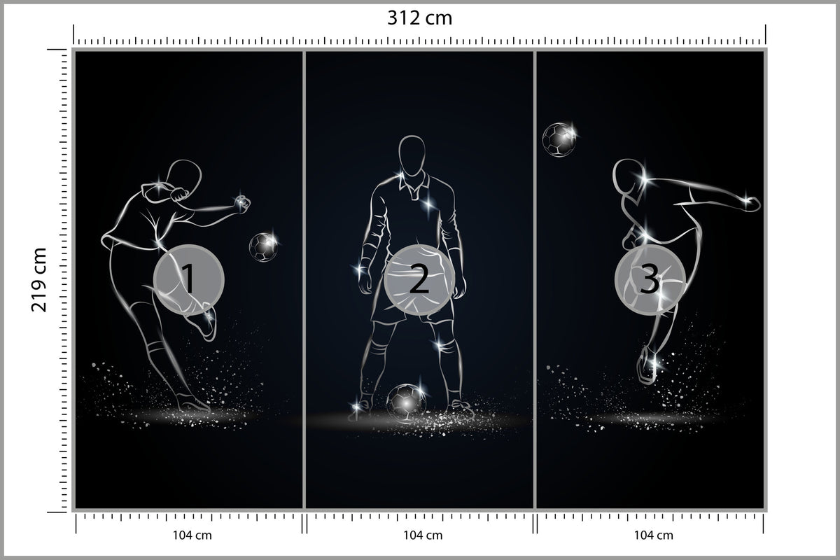 Fototapeta Piłkarz W Różnych Pozach 312 × 219 cm – podgląd kadru