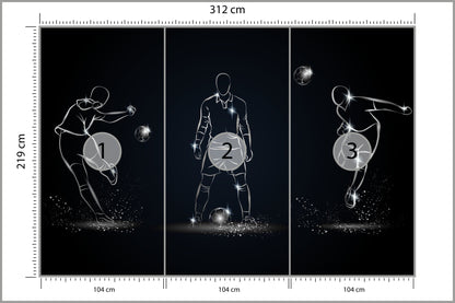 Fototapeta Piłkarz W Różnych Pozach 312 × 219 cm – podgląd kadru