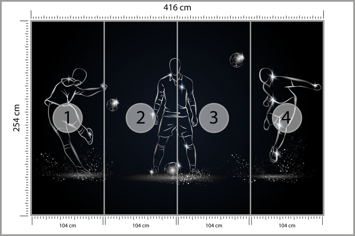 Fototapeta Piłkarz W Różnych Pozach 416 × 254 cm – podgląd kadru