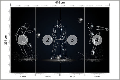Fototapeta Piłkarz W Różnych Pozach 416 × 254 cm – podgląd kadru