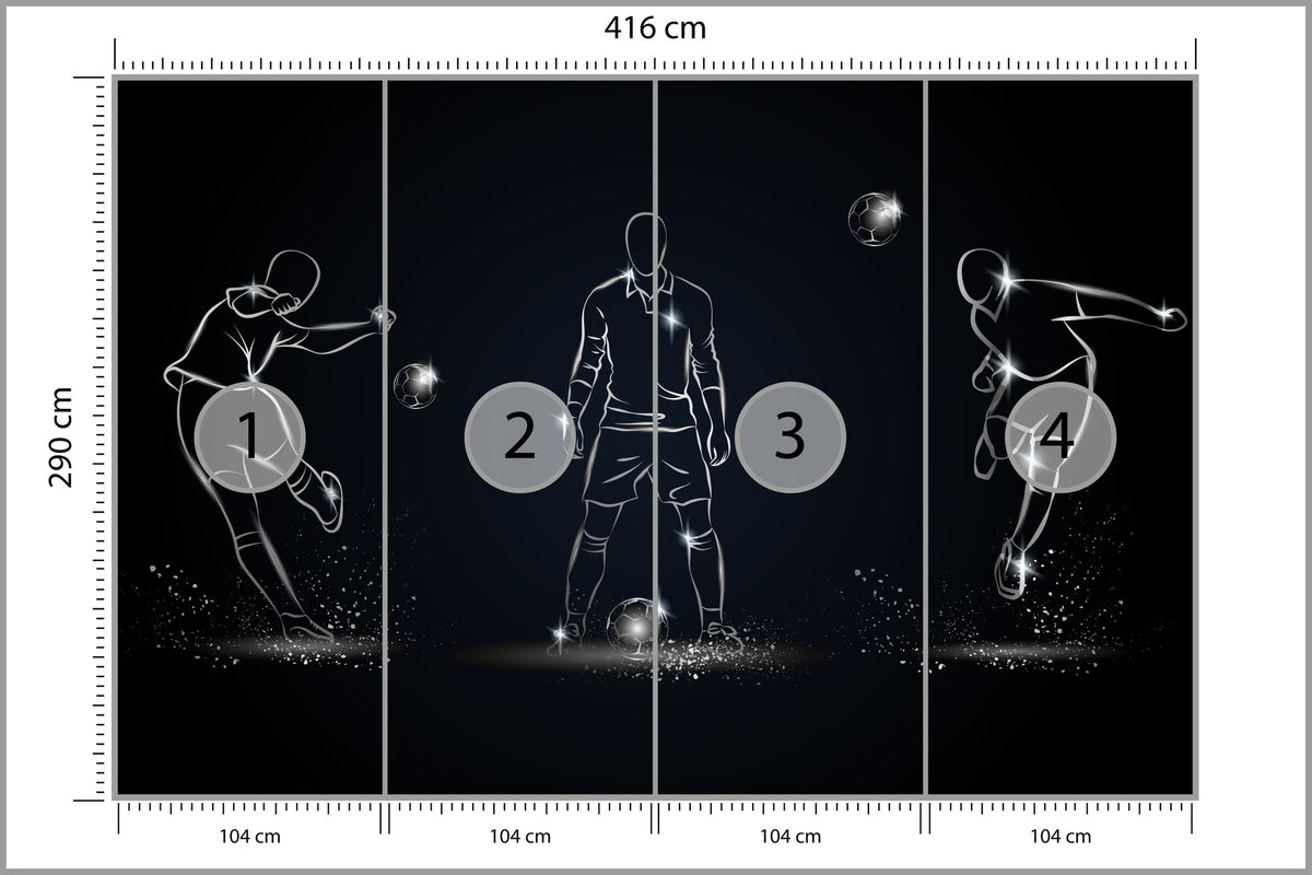 Fototapeta Piłkarz W Różnych Pozach 416 × 290 cm – podgląd kadru