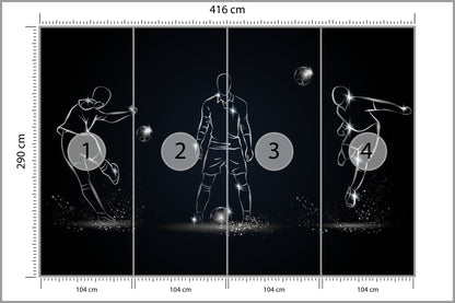 Fototapeta Piłkarz W Różnych Pozach 416 × 290 cm – podgląd kadru