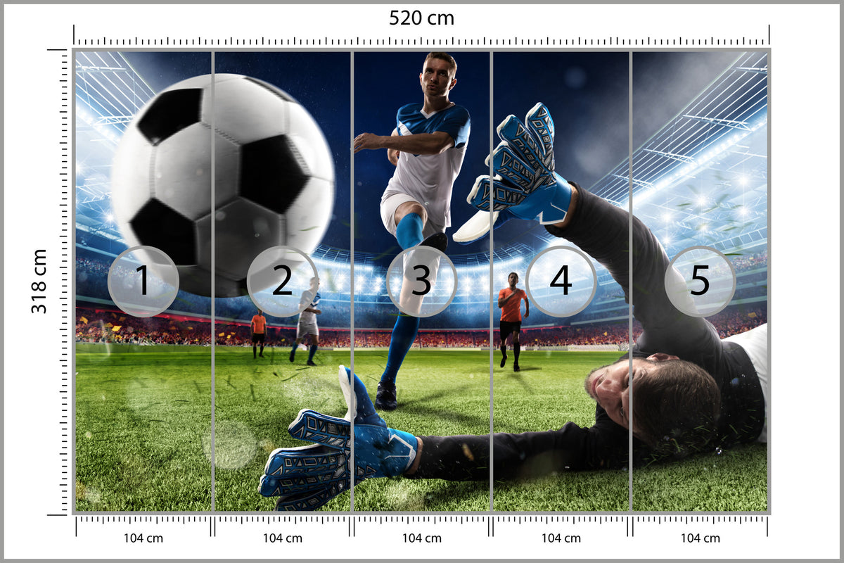 Fototapeta Piłkarz Oddający Strzał Na Bramkę 520 × 318 cm – podgląd kadru
