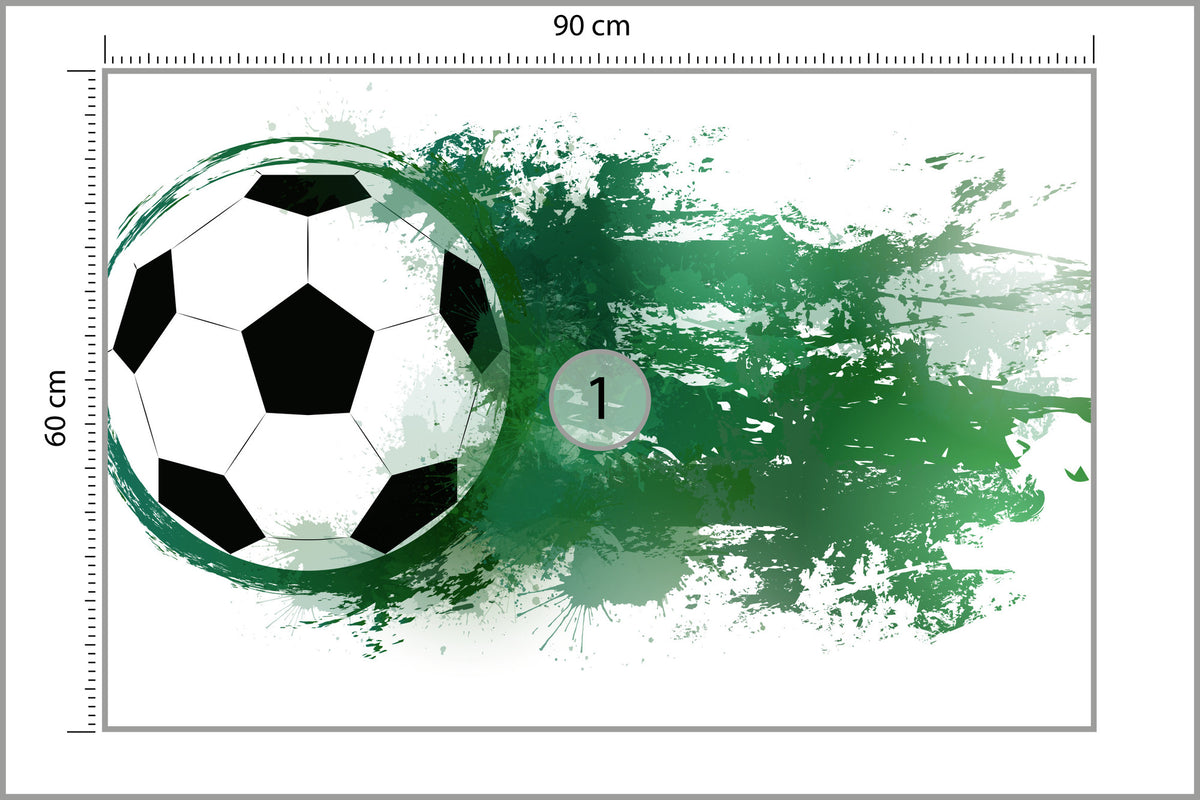 Fototapeta Piłka Nożna Na Zielonej Plamie 90 × 60 cm – podgląd kadru