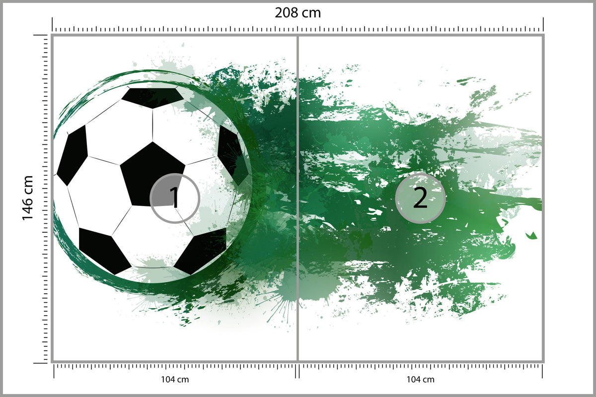 Fototapeta Piłka Nożna Na Zielonej Plamie 208 × 146 cm – podgląd kadru