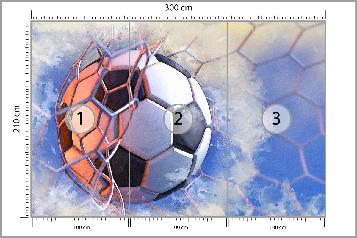Fototapeta Piłka W Siatce Malowana Akwarelą 300 × 210 cm – podgląd kadru