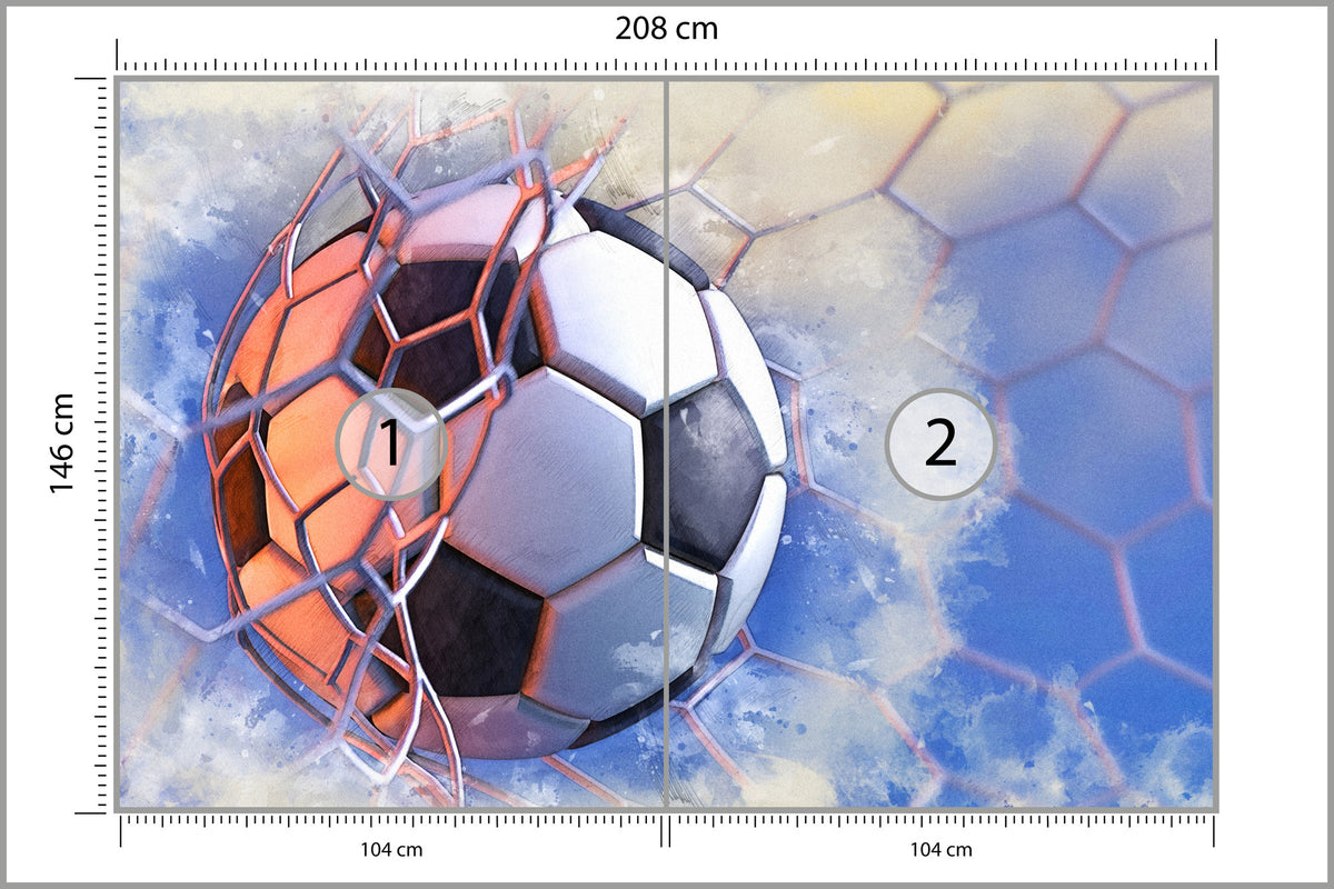 Fototapeta Piłka W Siatce Malowana Akwarelą 208 × 146 cm – podgląd kadru