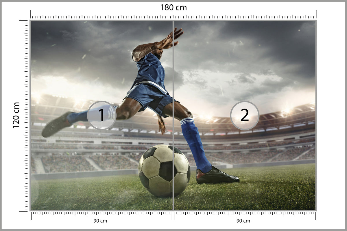 Fototapeta Piłkarz Na Boisku 180 × 120 cm – podgląd kadru