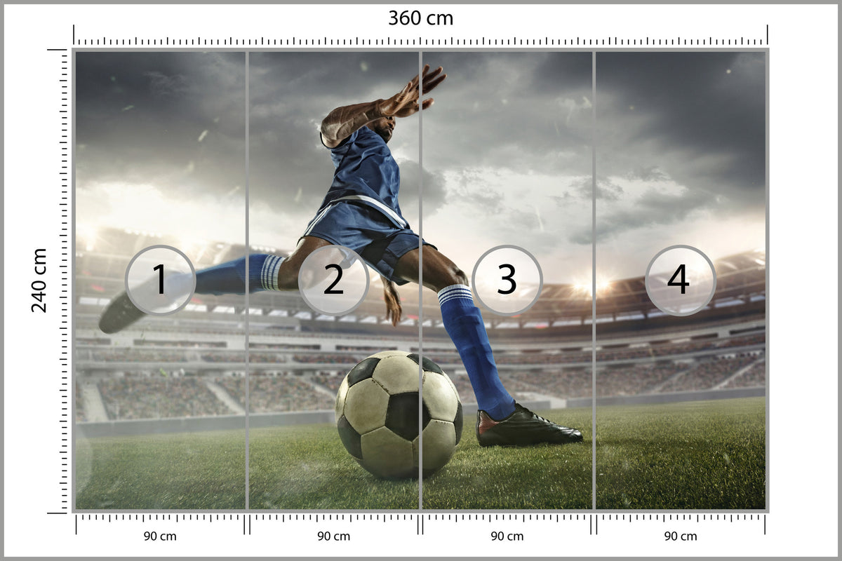 Fototapeta Piłkarz Na Boisku 360 × 240 cm – podgląd kadru