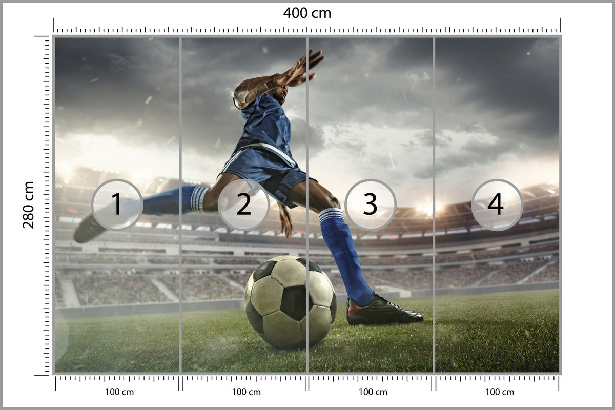 Fototapeta Piłkarz Na Boisku 400 × 280 cm – podgląd kadru